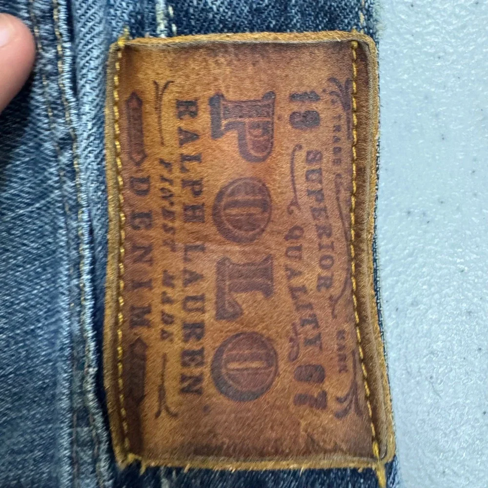 Polo Ralph Lauren Mens Blue Straight Leg Denim Jeans 34x32 Distressed 100 Cotton